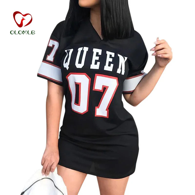 Tribe Cloth / Null Loose V Neck Sexy T-Shirt Queen Printed Mini Dress