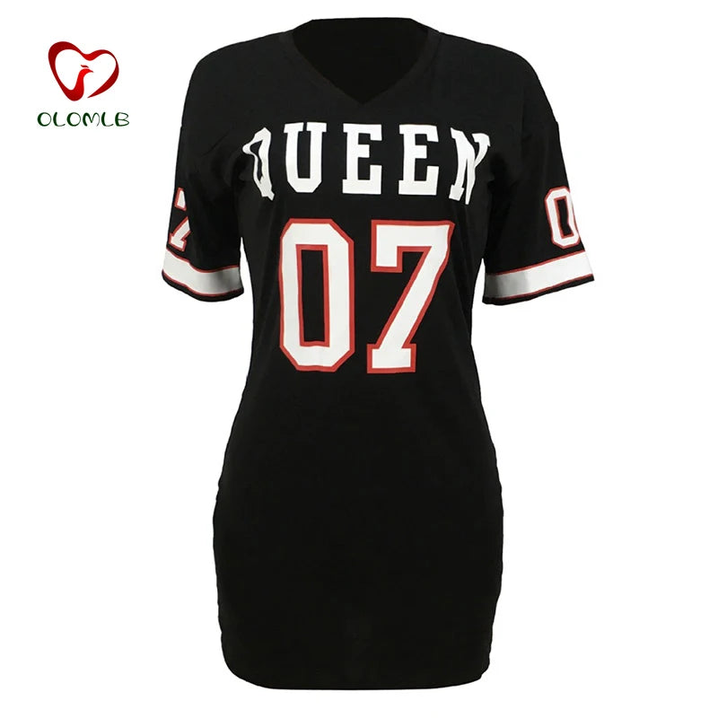 Tribe Cloth / Null Loose V Neck Sexy T-Shirt Queen Printed Mini Dress