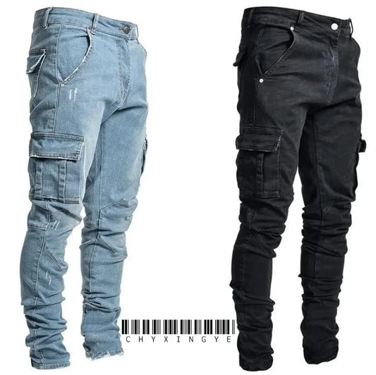 longchengyixi / Tribe Cloth / Denim Cargo Pants Slim Fit