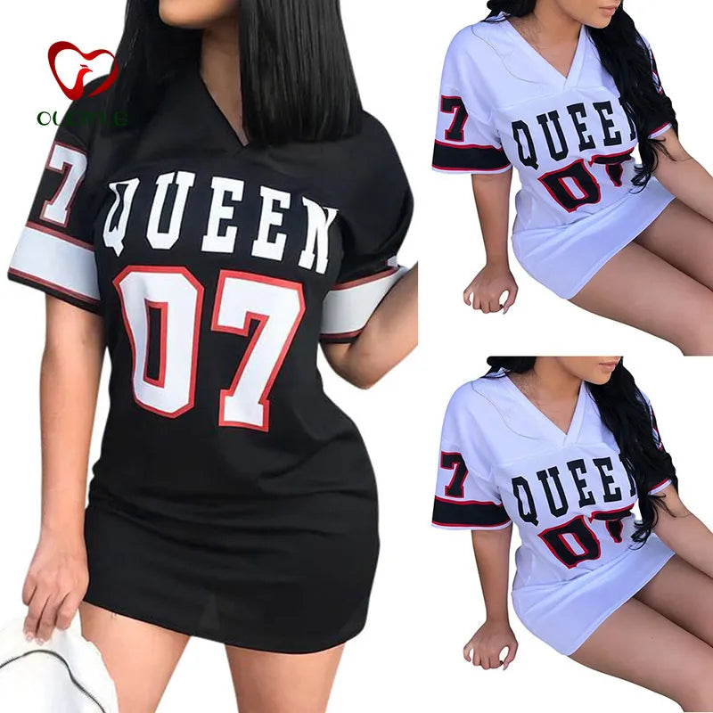 Tribe Cloth / Null Loose V Neck Sexy T-Shirt Queen Printed Mini Dress