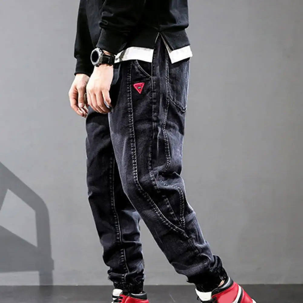 Tribe Cloth / Null Loose Denim Men Drawstring Waist Jeans